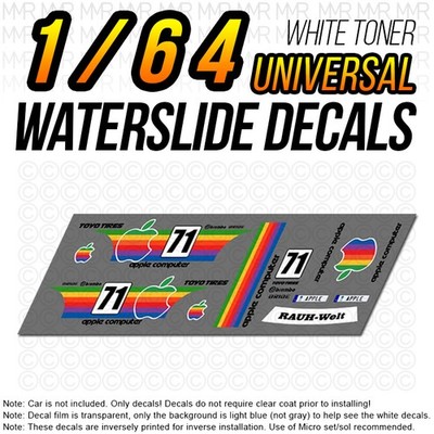 1/64 Scale APPLE Custom White Toner Universal WaterSlide Decal for Hot