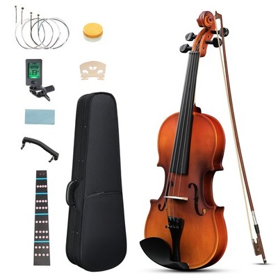 New 1/4 Full Size Natural Color Acoustic Violin w/ Case Bow Rosin