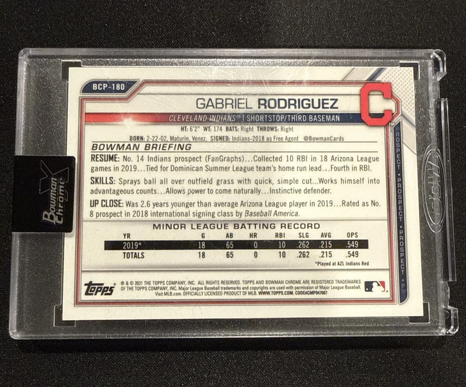 2021 Bowman Chrome X Red /3 X-Fractors #BCP180 Gabriel Rodriguez 1st Bowman - Image 4 of 4