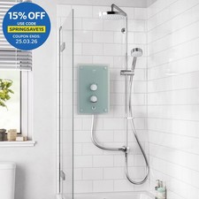 Mira Azora Dual Head Electric Shower 9.8kW Power Glass Clearscale 1.1634.156