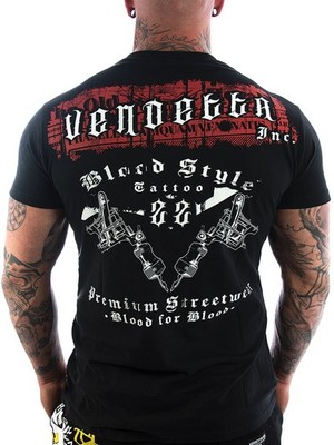 Vendetta Inc. Blood Tattoo Männer Rundhals kurzarm Shirt schwarz VD-1098 - Neu