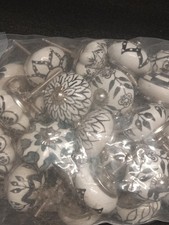 Black And White 25 pc Hand Painted Ceramic Cabinet Knob Pulls Drawer Door Handle