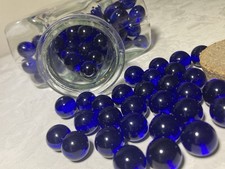Vintage Hand Blown "Cobalt Blue" Pack of 25 Player Glass Marbles  9/16 inch -