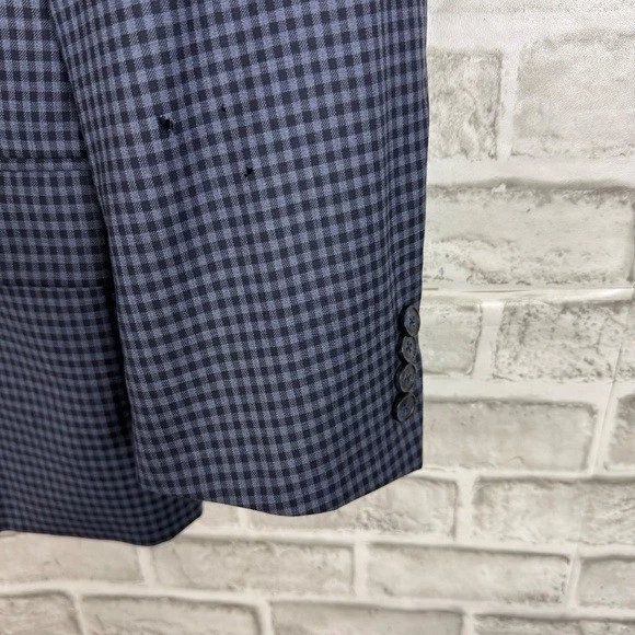 Blazer Traje Chaqueta Para Hombre Peter Millar Azul Marino y Cobalto Cuadros Guinga 2 Botones 44L Foto 3 de 4