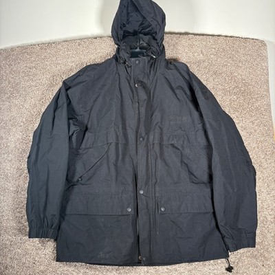 Timberland Weathergear Mens Black Hooded Jacket Vintage Large Windbreaker Lined