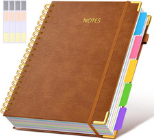 Hardcover Spiral Notebook 8.5"X11" Journal with Removable Dividers Tabs, 300 Pag