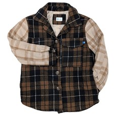 Hurley Plaid Shacket Jacket Brown Black Beige Flannel Shirt Coat Size S Unisex