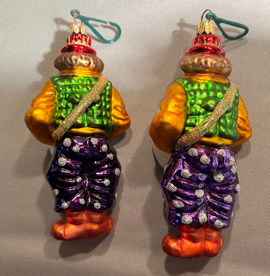 De Carlini Vtg Blown Glass Christmas 8 Ornament Lot Clown Soffieria Poland Italy - Image 4 of 4