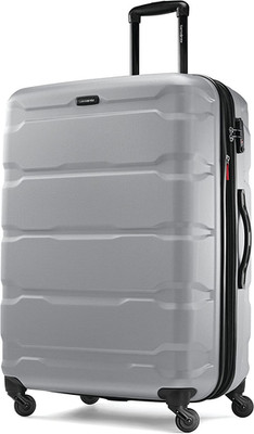28'' Hardside Expandable Luggage Spinner Wheels Checked Suitcase Silver