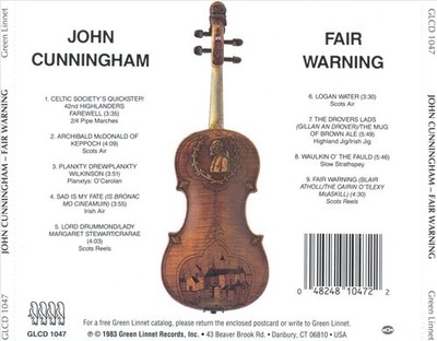 JOHN CUNNINGHAM FAIR WARNING NEW CD
