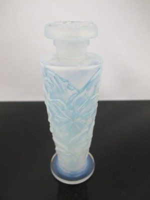 SABINO Paris ORCHIDEES Orchid Flower Opalescent Blue Art Glass PERFUME Bottle