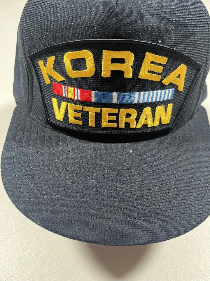 Boné chapéu veterano da Coreia Snap Back tamanho único brasão de águia marinho masculino feito nos EUA P/M - Imagem 2 de 4