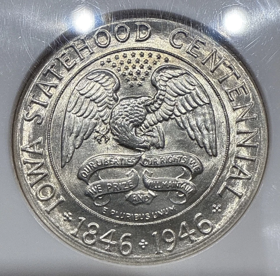 1946 Iowa Commemorative Half Dollar NGC MS65 Blast White - Image 3 of 4