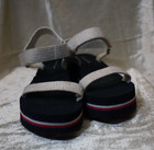 Tommy Hilfiger platform foam sandals white straps navy red white sole est 7.5/8 — photo 2