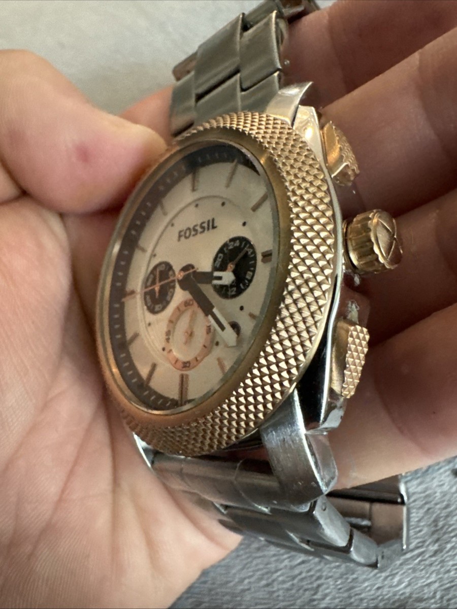 Fossil FS4714 Machine White Dial Stainless Chronograph Men display picture 3