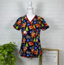 Small Rudolph scrub top winter Christmas holiday Nurse Medical