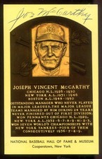 Joe McCarthy Signed Autograph PSA DNA Authenticated Hall of Fame Plaque PC~(PL)