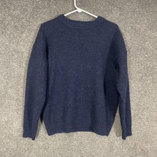 Woolrich Sweater Mens Large Blue 100 Wool Crewneck Handframed Knit Mauritius