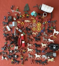 Vtg '60s Lido MARX Toys Western Cowboy Indians  Accessories horses painted Pcs.