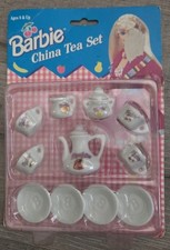Vintage 1994 Barbie Miniature China Tea Set by Chilton Toys Mattel 13 Piece NOC