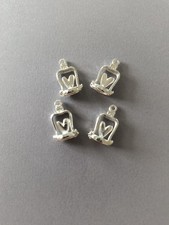 White Silver Heart Bell Charm 20x12mm (Sold in Pack of 4 Only). Made in USA.
