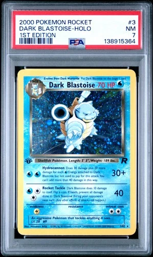 5364 Dark Blastoise 2000 Pokemon Team Rocket First Edition #3 Holo PSA 7
