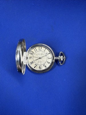 Colibri Silver Tone Photo Frame Easy Read Quartz Pocket Watch With Engraving DAD