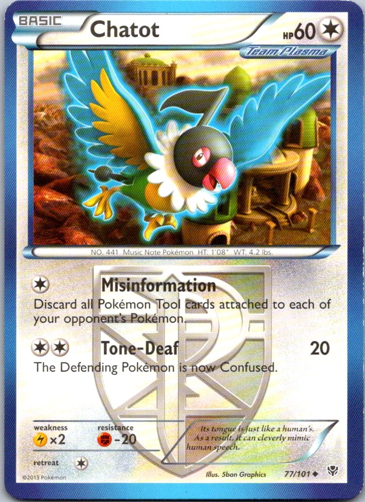Chatot (Team Plasma) 77/101 Plasma Blast Uncommon Normal NM/LP