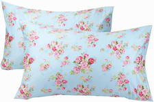 Cotton Pillow Cases Standard Queen Set of 2 Floral Print Envelope Closure Soft C