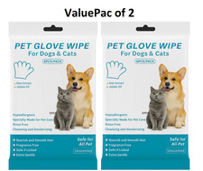 Pac of 2 Pet Cleaning Glove Wipes for Dogs Cats No-Rinse Bathing, Grooming
