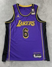 Lebron James 6 LA LAKERS Purple Jordan Statement SWINGMAN Jersey Size 52 / XL