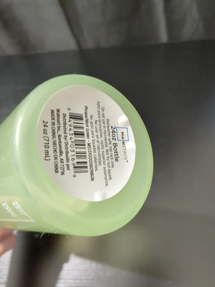 Botella de agua verde menta que cambia de color con pajita y tapa abatible 24 fl oz Foto 4 de 4