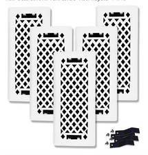 5 Pc, 4" x 10" Vector Design Steel Floor Register in Glacier White Finis...