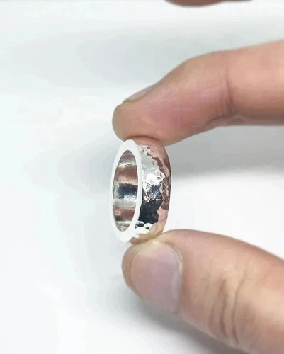 Hammered Silver Ring For Men And Women Pure 925 Silver Wedding Band Handmade