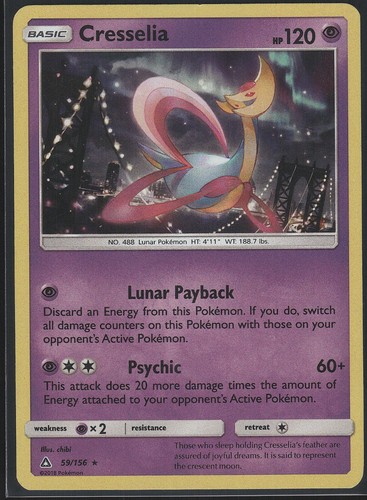 Cresselia 59/156 Holo Rare Ultra Prism Pokemon Moderately Played