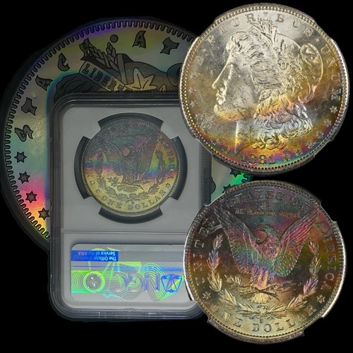 1881 S Morgan Silver Dollar NGC MS 63 ⭐️ * Star Gorgeous PQ Rainbow Toned - Picture 1 of 3