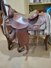 Gorgeous Western 16" Saddle Hereford Hand Tooled With Silver Tex Tan By Yoakum