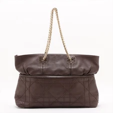 Christian Dior Micro cannage Leather Chain Tote Bag Brown