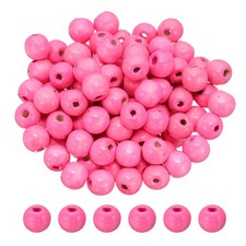 14mm Wooden Beads for Craft Making, 100 Pcs Loose Spacer Beads, Pink