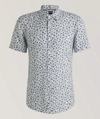 Hugo Boss Roan Kent Short Sleeve Stretch Shirt Men's 4XL Floral Print $178 NWT