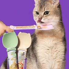 Cute Cat Feed Spoon Wet Semi-liquid Foods Pet Feeder Cat Treat Dispenser
