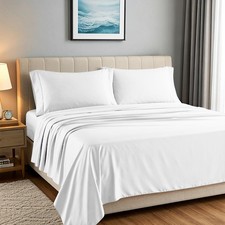 Luxury King Size Egyptian Cotton Sheets White High Thread Count Bedding