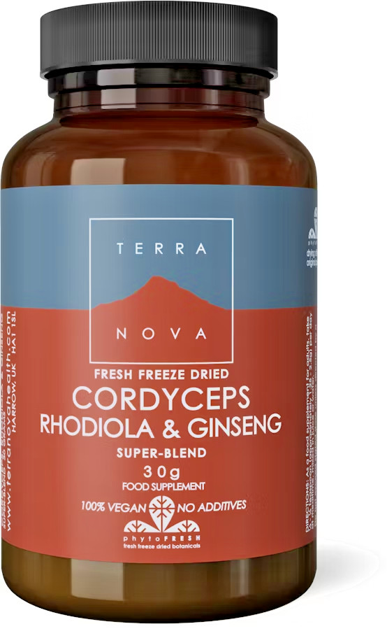 Terra Nova Cordyceps Rhodiola and Ginseng 30g Super Blend 100% Vegan