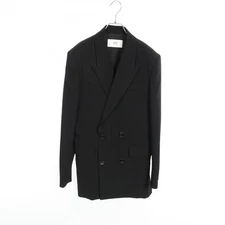 AMI Oversized Double-breasted Side Vents Tailored Jacket wool Blk #48 Used mens