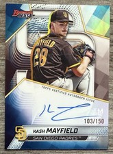 /150 2025 Bowman’s Best - Kash Mayfield Best of On-Card Auto Blue Refractor MLB