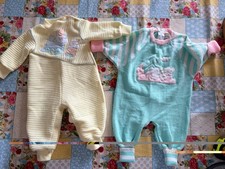 Vintage 80s Baby Yellow Green Snap One Piece Sleepers Size 12 Mo Lot Of 2