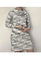 LOFT Gray Knit Cowlneck Sweater Dress Women's Medium Ann Taylor 