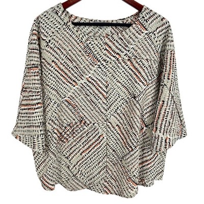Habitat Sz Small Wearable Art Beige Orange Blouse Shirt Top Fall Autumn Harvest