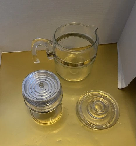 Complete Vintage Pyrex 6 Cup Glass Percolator Stove Top Coffee Pot USA 1970s