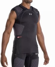 Camisa de compresión Under Armour Rib Pad Pro 5 almohadillas de fútbol negra para hombre mediana nueva con etiquetas